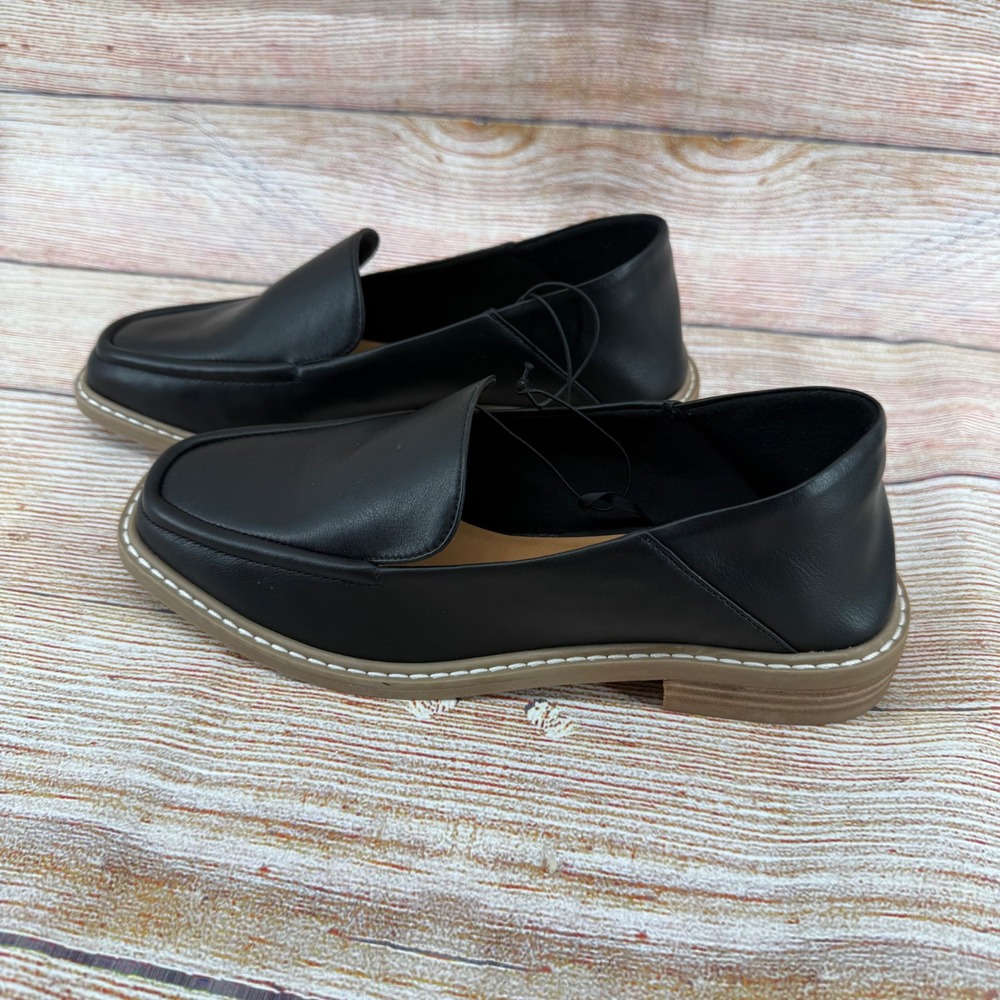 DV Dolce Vita Flirty Black Square Toe Slip‎ On Loafers Low Stacked Heel Womens 9 - Picture 2 of 8